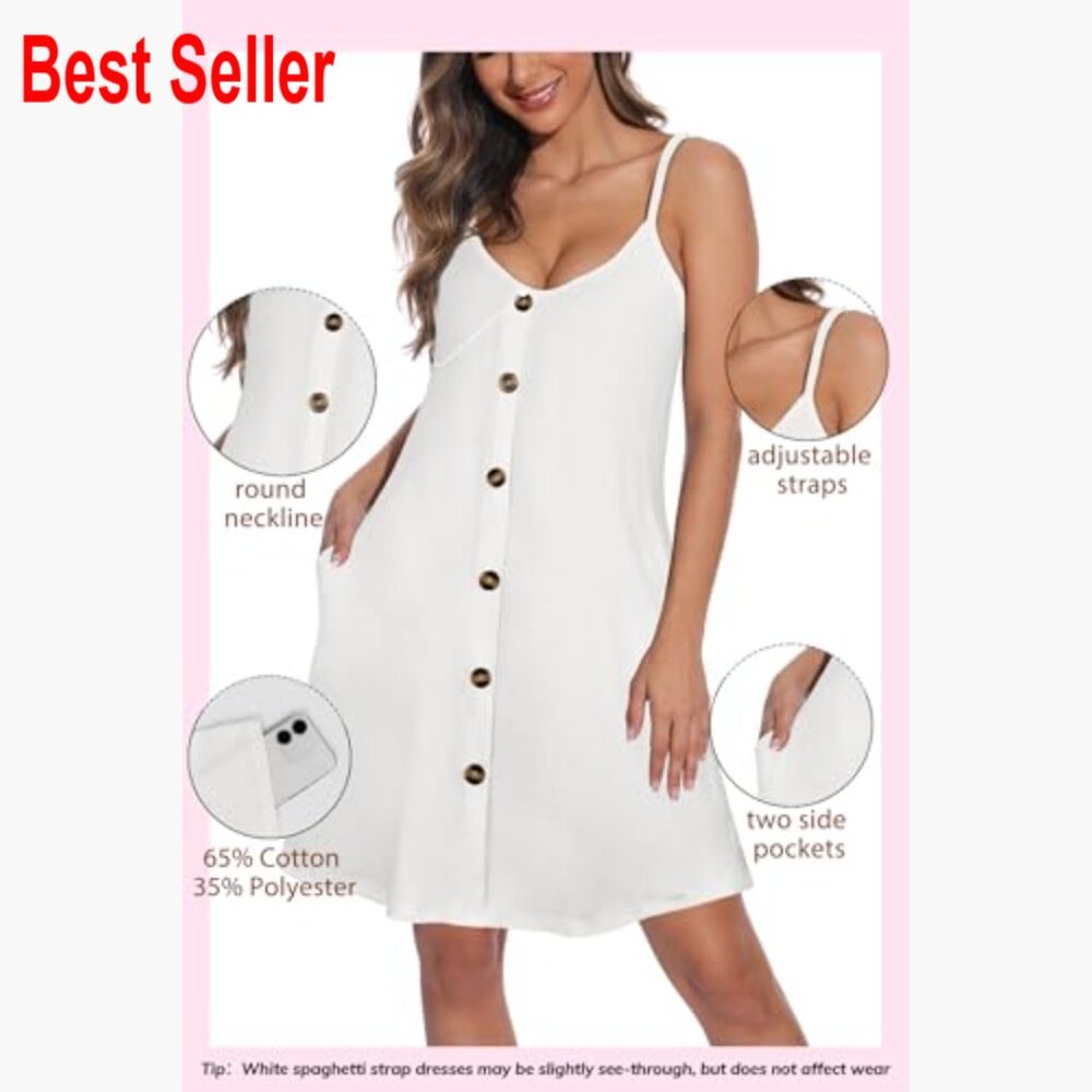 Spaghetti Strap Button Down Sundress With Pockets… - image 4